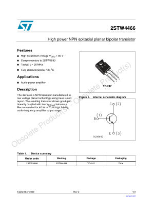 2STW4466 datasheet cover page