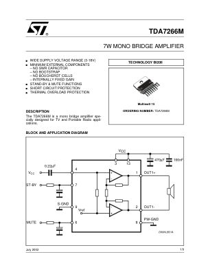 TDA7266M datasheet cover page