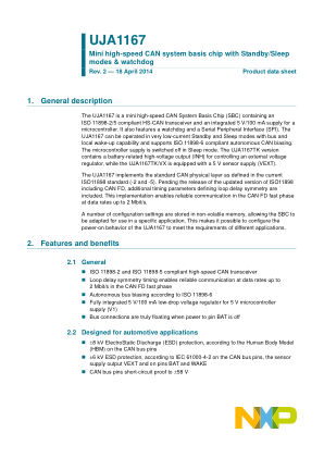 UJA1167 datasheet cover page
