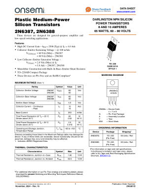 2N6387 datasheet cover page