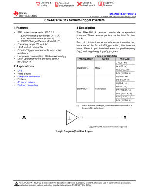 SN74AHC14 datasheet cover page