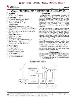 DAC8550 数据手册首页