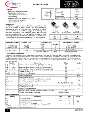 AUIRF1010EZ datasheet cover page