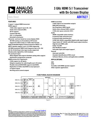 ADV7627 数据手册首页