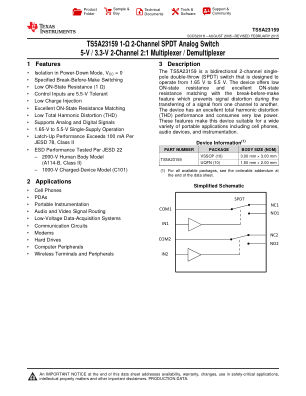 TS5A23159 datasheet cover page
