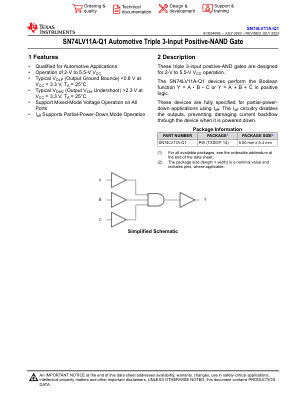SN74LV11A-Q1 数据手册首页