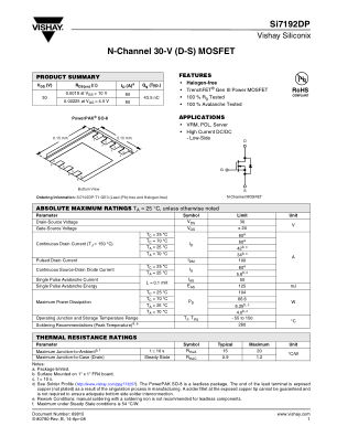 SI7192DP 数据手册首页