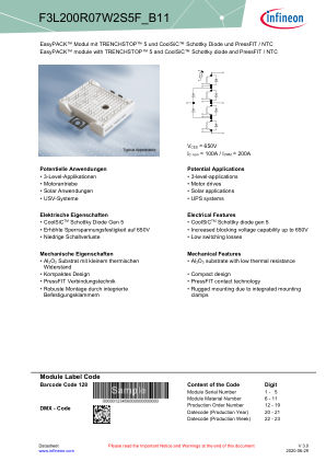 F3L200R07W2S5F-B11 datasheet cover page