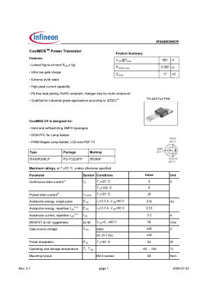 IPA50R399CP 数据手册首页