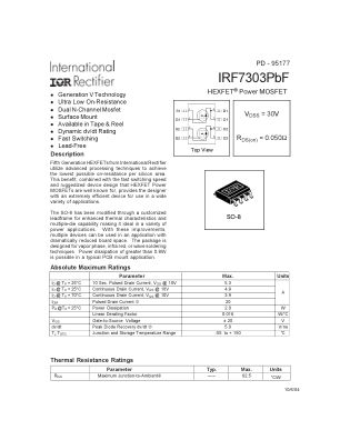 IRF7303 datasheet cover page