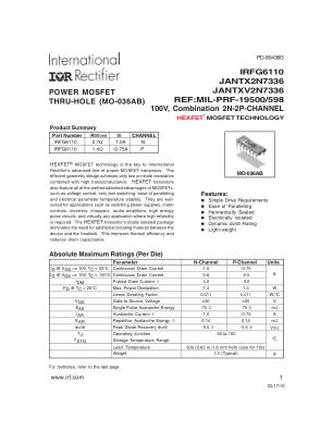 IRFG6110 datasheet cover page