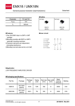 UMX18N datasheet cover page