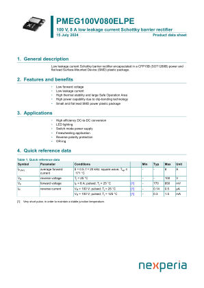 PMEG100V080ELPEZ datasheet cover page
