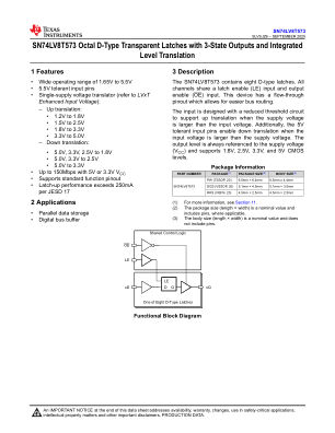 SN74LV8T573 datasheet cover page
