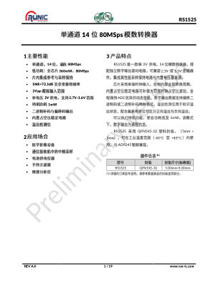 RS1525 数据手册首页