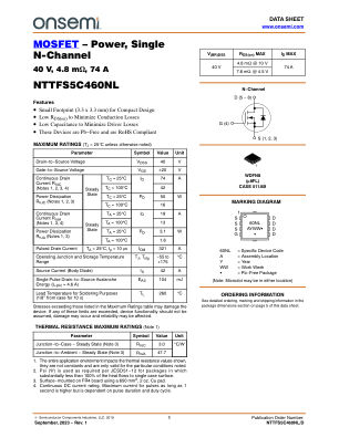 NTTFS5C460NL 数据手册首页