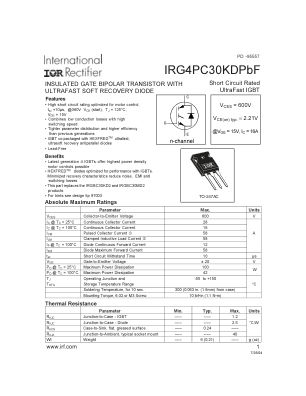 IRG4PC30KD 数据手册首页