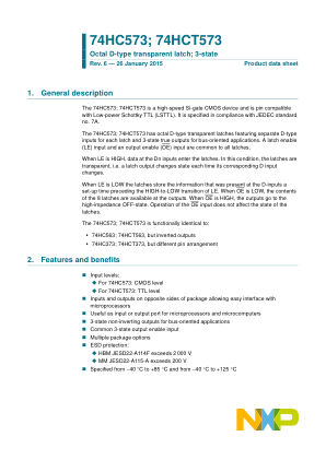 74HC573D datasheet cover page