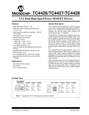 TC4427EOA713 数据手册首页