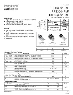 IRFS3004 datasheet cover page