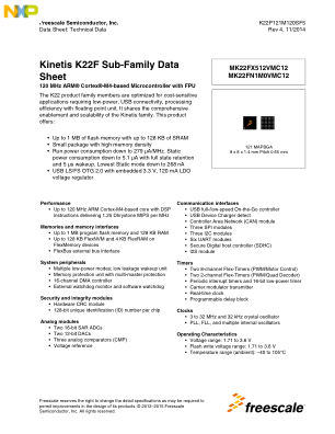 K22P121M120SF5 数据手册首页
