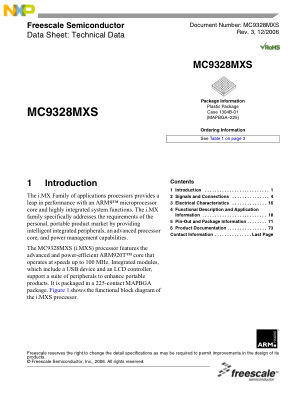MC9328MXS 数据手册首页