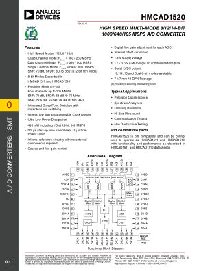 HMCAD1520 数据手册首页