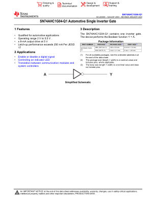 SN74AHC1G04-Q1 datasheet cover page