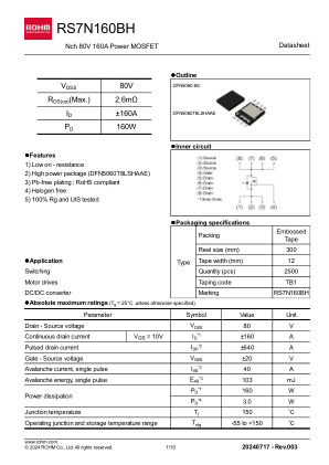 RS7N160BH 数据手册首页