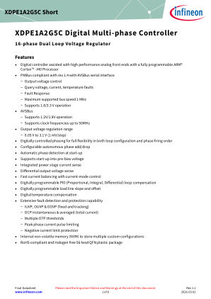 XDPE1A2G5C-0000 datasheet cover page