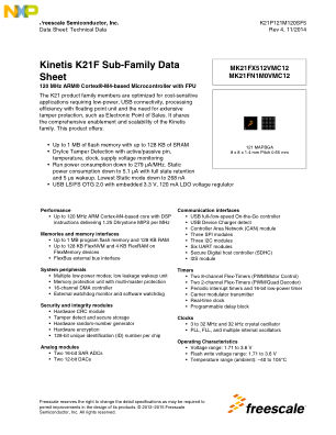 K21P121M120SF5 数据手册首页