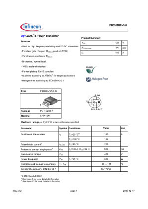 IPB036N12N3-G 数据手册首页