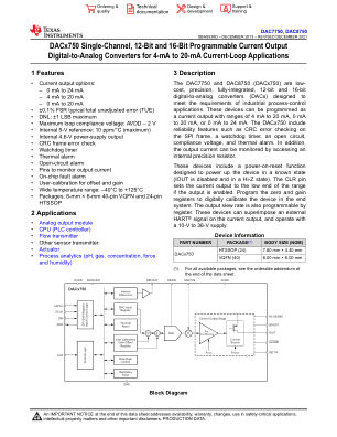 DAC8750 datasheet cover page