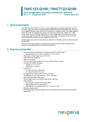 74HCT123PW-Q100118 datasheet cover page