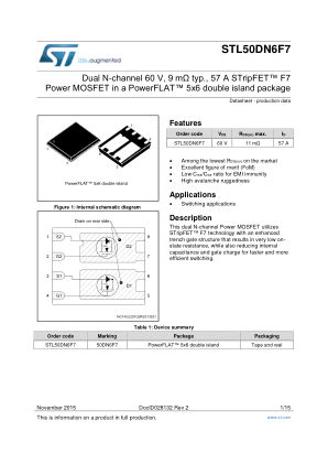 STL50DN6F7 数据手册首页