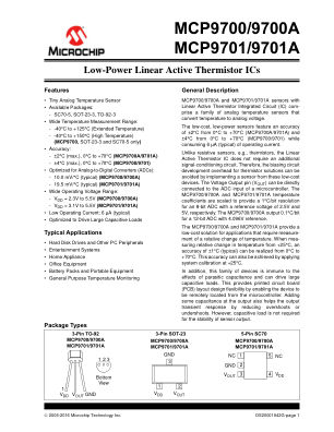 MCP9700T-E 数据手册首页