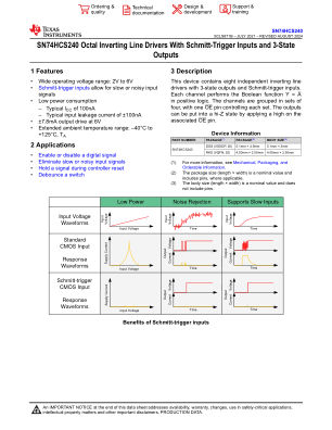 SN74HCS240 datasheet cover page