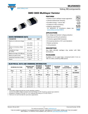 MLV0805E3 datasheet cover page