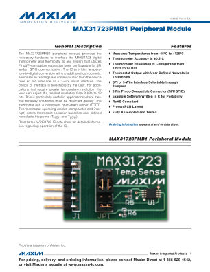 MAX31723PMB1 数据手册首页