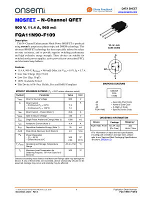 FQA11N90 数据手册首页