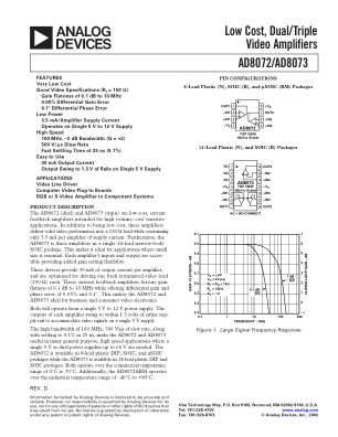 AD8072 数据手册首页