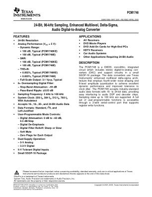 PCM1748 datasheet cover page