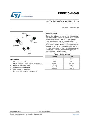 FERD30H100S datasheet cover page