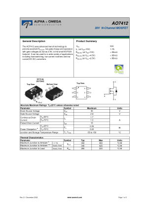 AO7412 datasheet cover page