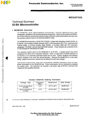 MC68F333TS datasheet cover page