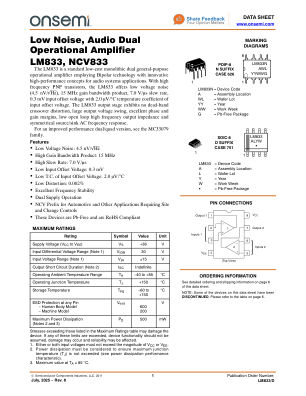 LM833 数据手册首页