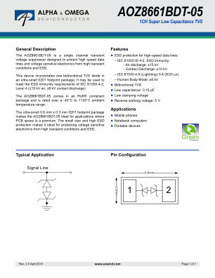 AOZ8661BDT-05 datasheet cover page