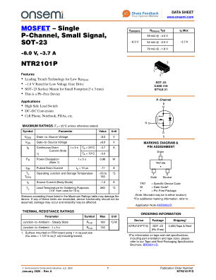 NTR2101P datasheet cover page