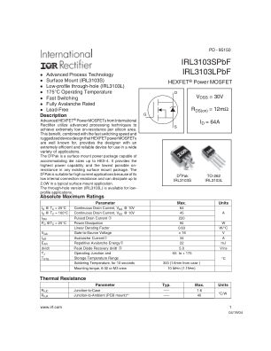 IRL3103S datasheet cover page