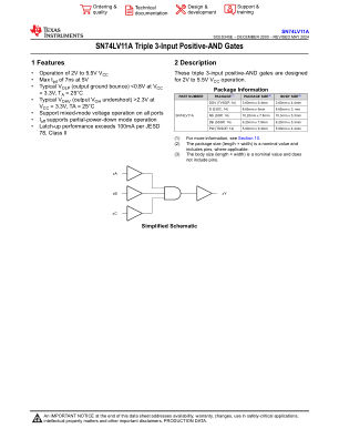 SN74LV11A datasheet cover page
